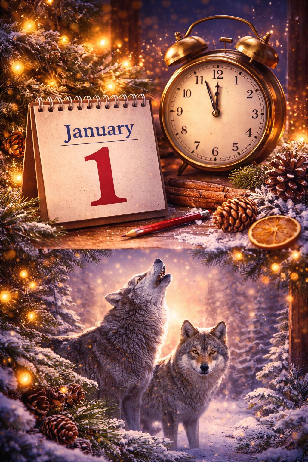 Часы и зимний декор