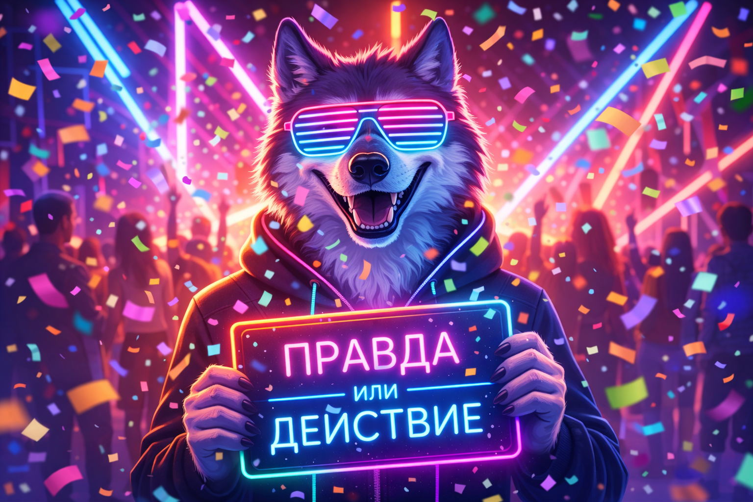 Мемный Волк и вечеринка: правда или действие